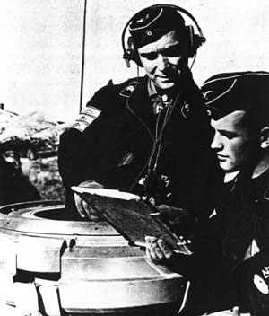 Dr Franz Bäke commands from his tank cupola