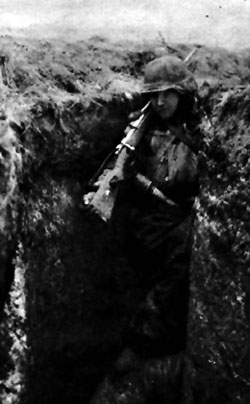 Nordland on watch in a trench