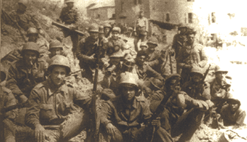 Brazilian troops rest during a lull in the fighting