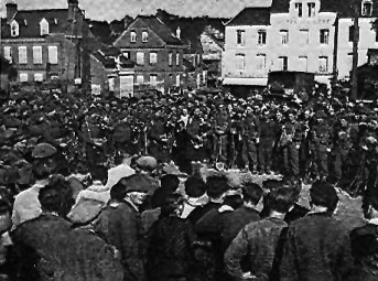 Highlanders gather in the Square at St Valery-en-Caux