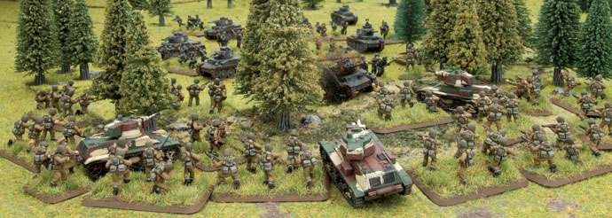 Polish tanks and moterised infantry fight German tanks