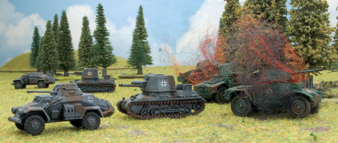 German tank destroyers sweep aside the French armoured cars