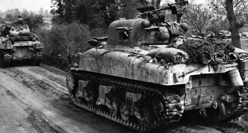Sherman tanks advance