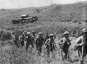 British advance through the hills of Tunisia