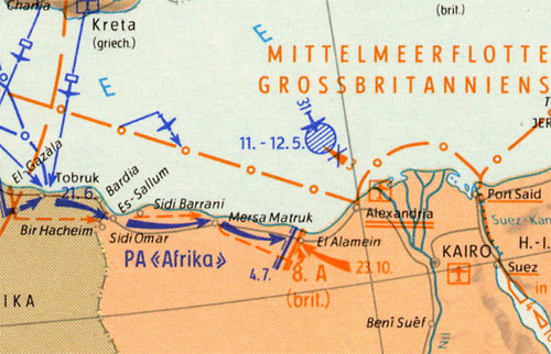 A German Map of the operations up to El Alamein