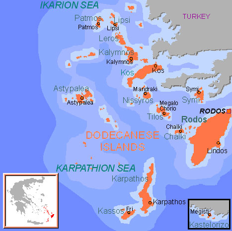 Map of Dodecanese Islands