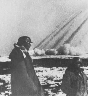 Nebelwerfers fire on Soviet positions