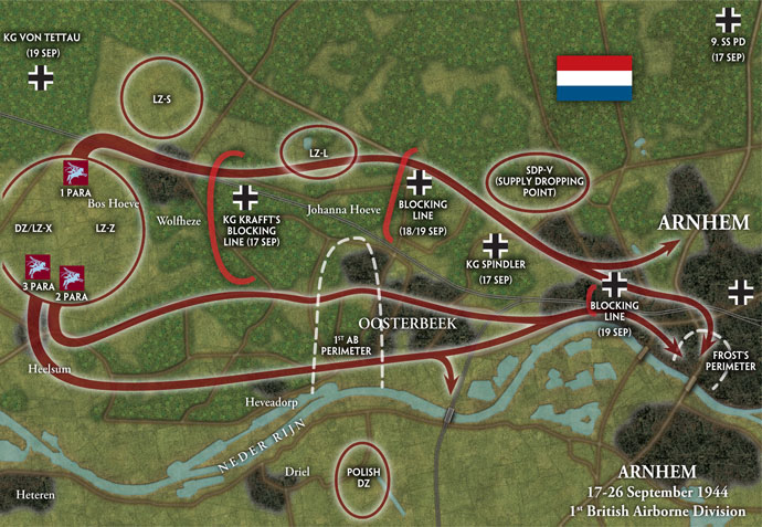 1st Airborne area of operations around Arnhem