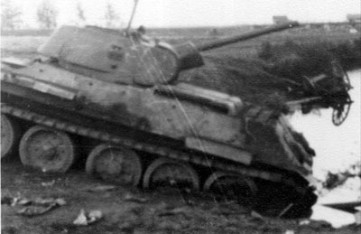 Knocked out T-34 in the outskirts of Stalingrad