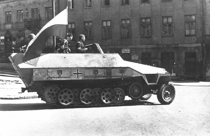 AK Soldiers with captured half-track in Warsaw, 1944
