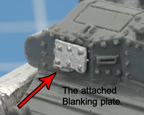 Blanking plate attached to the front of the hull