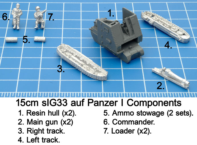 The components of the 15cm sIG33 auf Panzer I