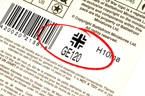 Example of the product code on the back of a blister pack