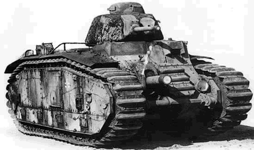 An captured Char B bis in German service with the standard French cupola