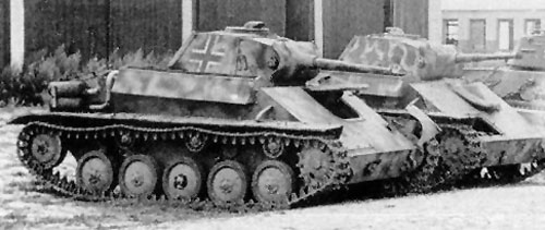 Beutepanzer T-70’s with a camouflage paint scheme.
