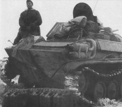 T-70 using a flag that’s tied down on the rear panel of tank.