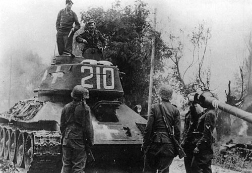 T-34/85 using a three-digit number on the rear panel of the turret.