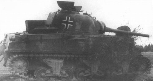 M4 Sherman using a German Cross on the side (Rear section) of the turret.