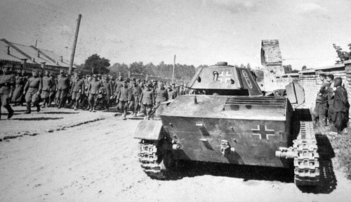 T-70 using a German Cross on the rear panel of the turret & on the rear panel of the tank.