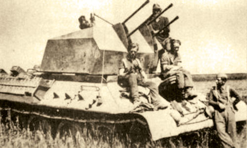 Example of the actual T-34 with Quad 2cm