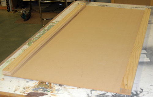 Frame out the long edges of the MDF first