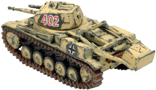 The destruction charge modelled on the back of a Panzer II C