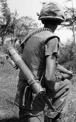 A carries a M72 LAW on patrol