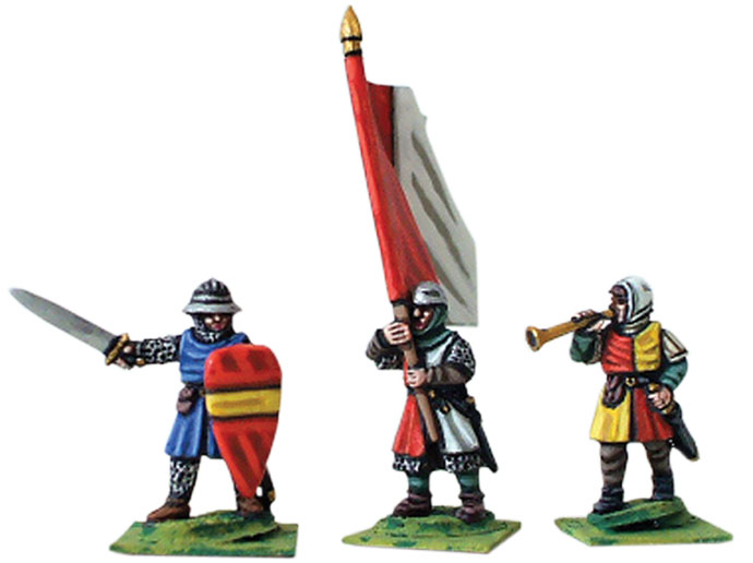 Infantry Command 1195-1250 with Officer, Standard bearer and Trumpeter
