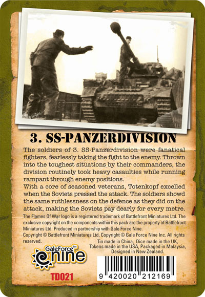 3.SS-Panzer division 'Totenkopf' Gaming Set Back