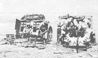 25-pdr and ammunition trailer in North Africa