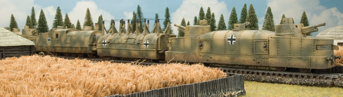 In Flames Of War the new German Tank-hunter car can be combined with Battlefront’s Polish Armoured train to field a Captured Armoured Train from Grey Wolf