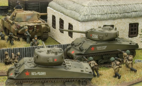 Casey's Shermans sneak up on a German Panther
