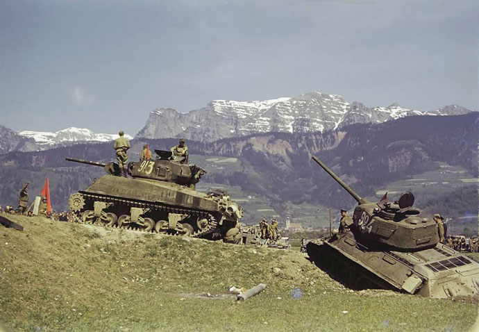 An Emcha and T-34 in the Austrian Alps.