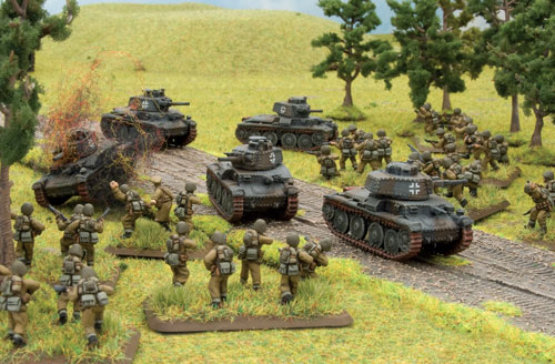 German Panzer 38(t) attack Polish infantry