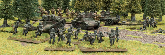 Polish tanks attack German infantry