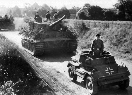102. Schwere SS-Panzerabteilung column in Normandy