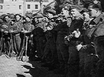 Highlanders in the station square at St Valery-en-Caux, 1 September 1944