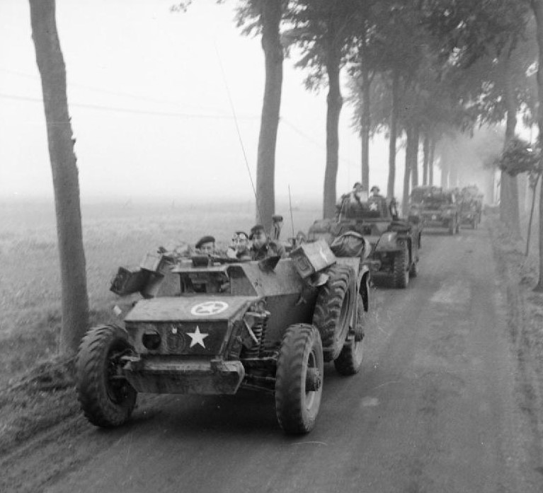 An Inns of Court ‘Sawn Off Daimler’ and other recce vehicles France, Sept 1944