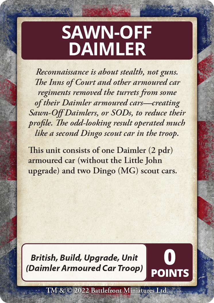 Sawn-Off Daimler Command Card from British Bulge