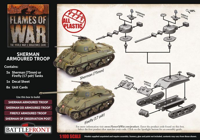 SHIPPING NOW FLAMES OF WAR BBX60 SHERMAN ARMOURED TROOP 