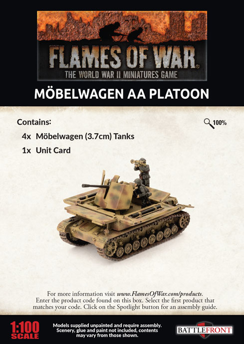 Flames of War Late War German Mobelwagen AA Platoon 4x vehicles GBX174