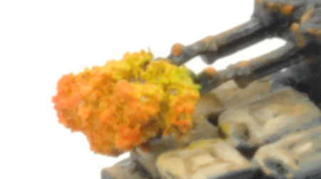 Close up of the blazing machine-guns