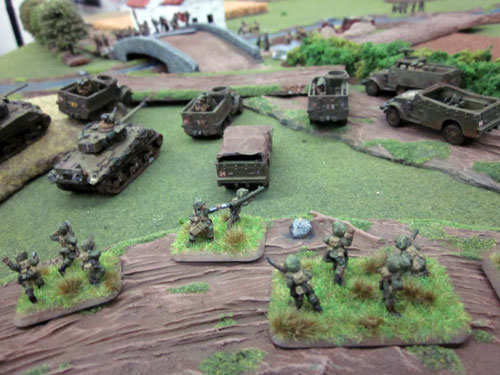 A Guards Armoured column supported by the 82nd Airborne advances toward a German held bridge A Guards Armoured column supported by the 82nd Airborne advances toward a German held bridge