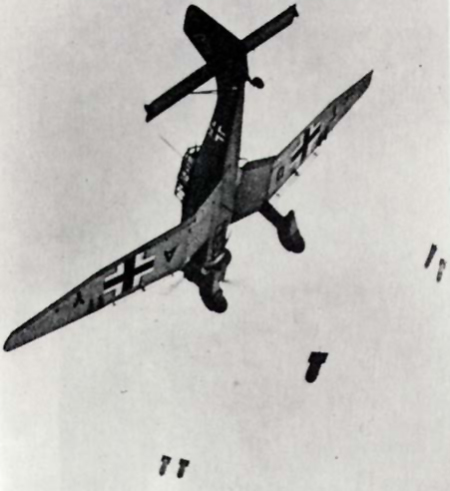 A German Stuka delivers it payload