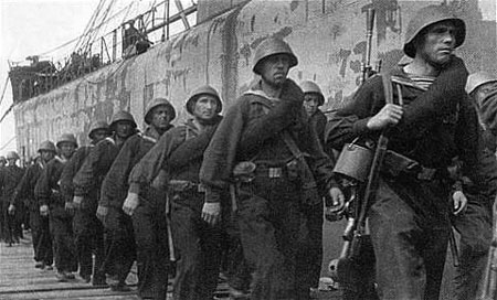 Naval Infantry leave their ship