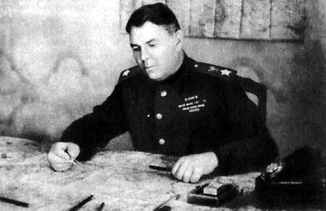 Aleksandr Vasilevsky coordinating the offensives of the 1st Baltic and 3rd Belorussian Fronts.