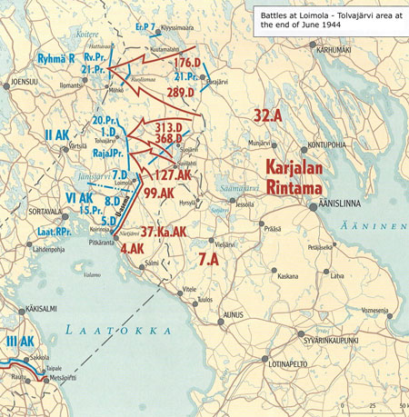 Battles at Loimola-Tolvajärvi, Source: Sotatoimet p.272