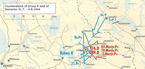 Counterattack by Group E east of Ilomantsi, Source: Sotatoimet p.274