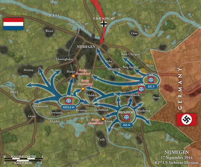 82nd Airborne area of operations around Nijmegen