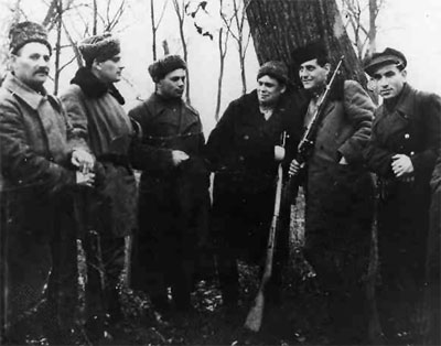 Partisans with long coats and fur hats
